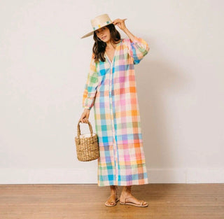 RAINBOW PLAID CLEO DRESS