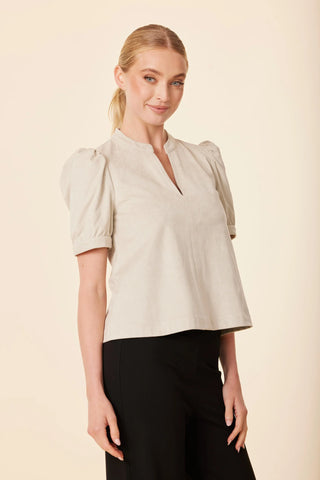 FAUX SUEDE SHORT SLEEVE TOP