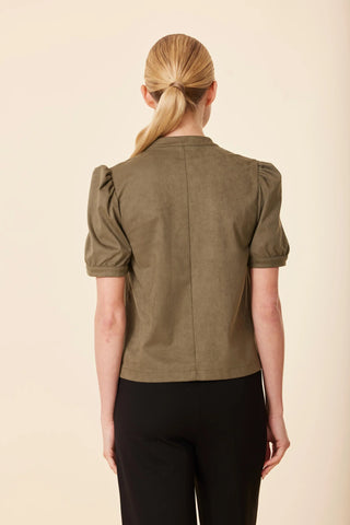 FAUX SUEDE SHORT SLEEVE TOP