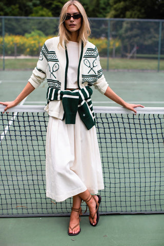 TENNIS INTARSIA SHAWL CARDIGAN