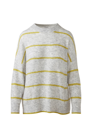 LOFTY OVERSIZED STRIPE CREW SWEATER - FROST/MOSS