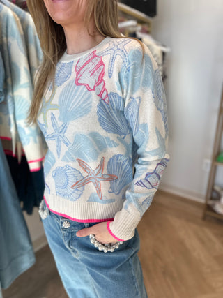 SCATTER SHELL CREW SWEATER