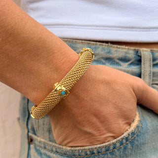 CLASSIC MESH W/ TURQUOISE EVIL EYE BRACELET