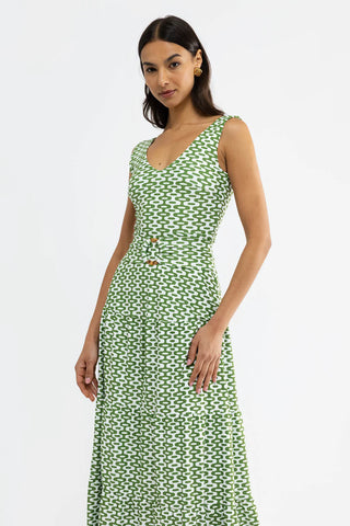 ginger green dress Hello Molly Spiced Ginger Medley Maxi Dress Green Leopard 6