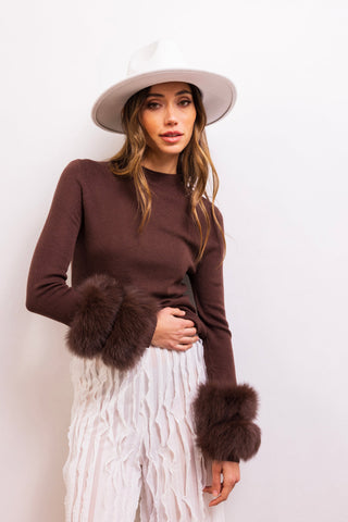 SAMARA FUR CUFF SWEATER