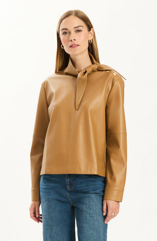 REBECCA LEATHER TIE SHIRT